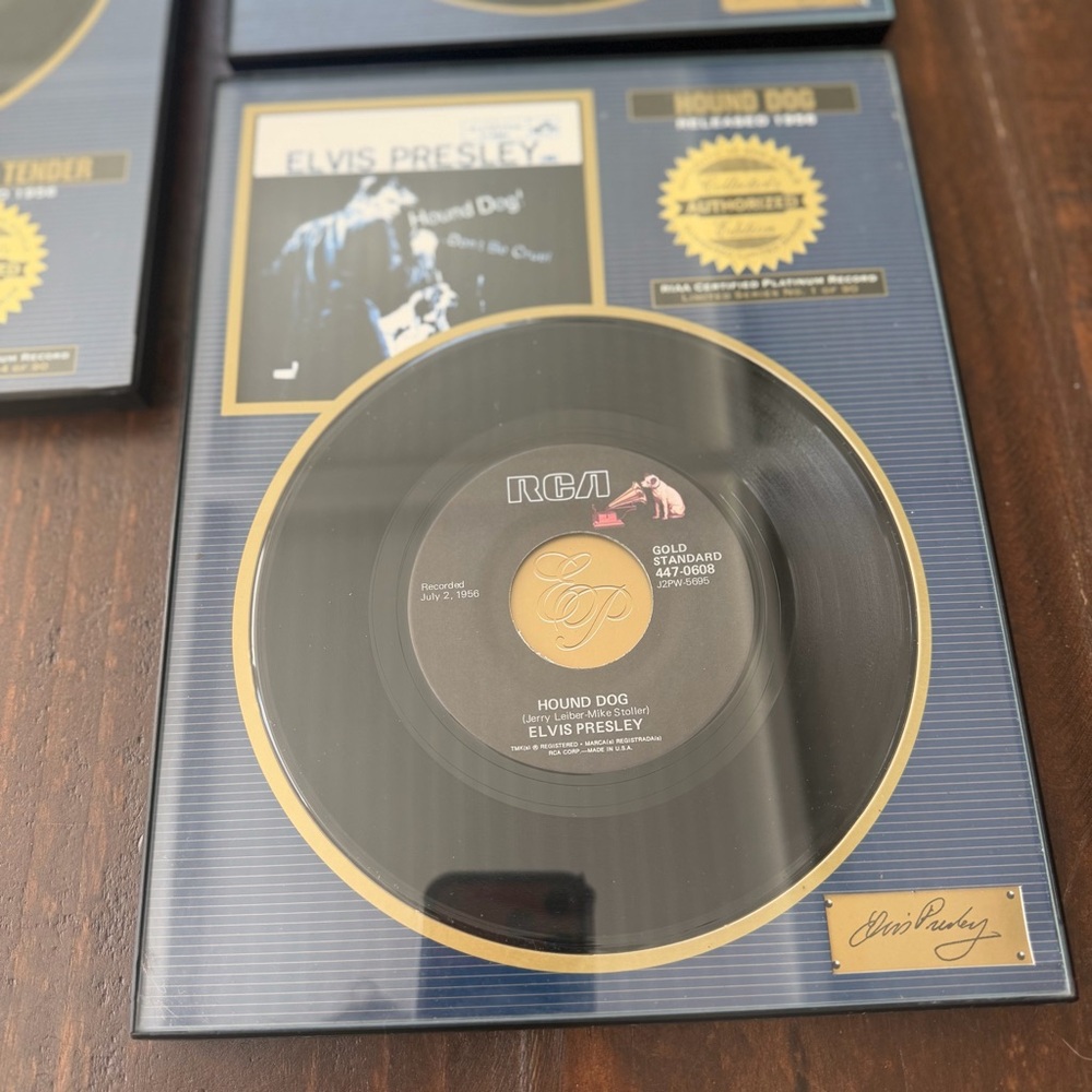 VINTAGE RCA Elvis Presley “Hound Dog” Gold Record Plaque